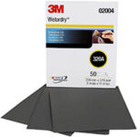 3M 413Q Wet or Dry Sandpaper Sheet – 320 Grit, 9" x 11", Medium-Fine Abrasive