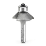 47204 Carbide Tipped Bevel Laminate Trim 45 Deg x 1-1/16 Dia x 1/4 x 1/4 Inch Shank with Ball Bearing